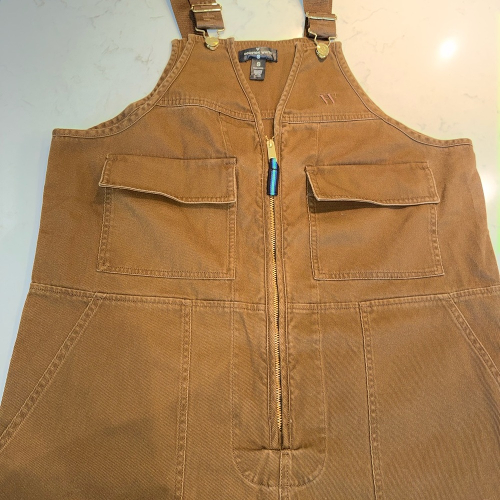 Houston White Zip Front Overalls Size S